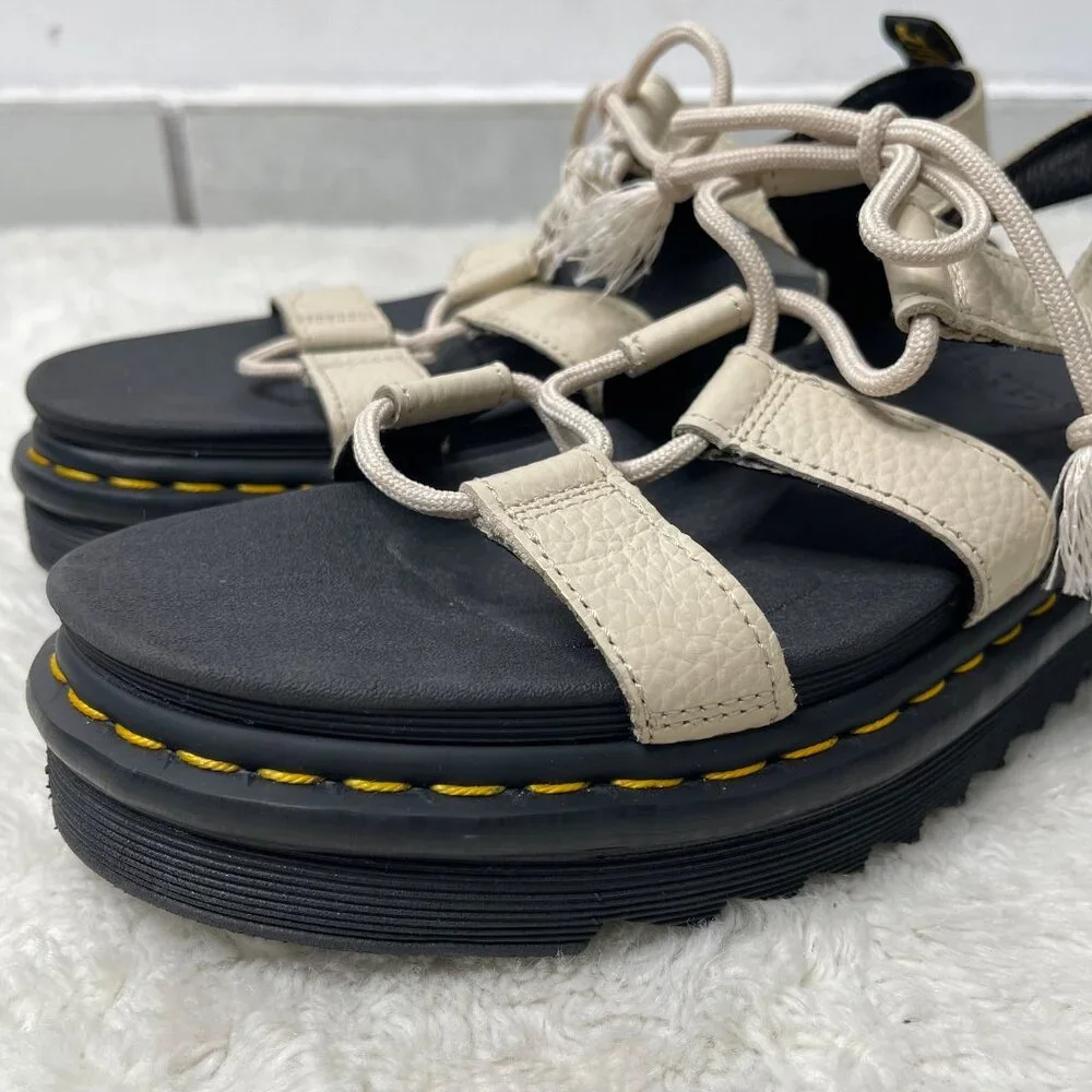 Dr. Martens Women's White Black Nartilla Platform Sandals Shoes Size 11 - Picture 4 of 9